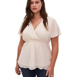 TORRID Ivory Swiss Dot Surplice Babydoll Blouse. Plus Size 3X
